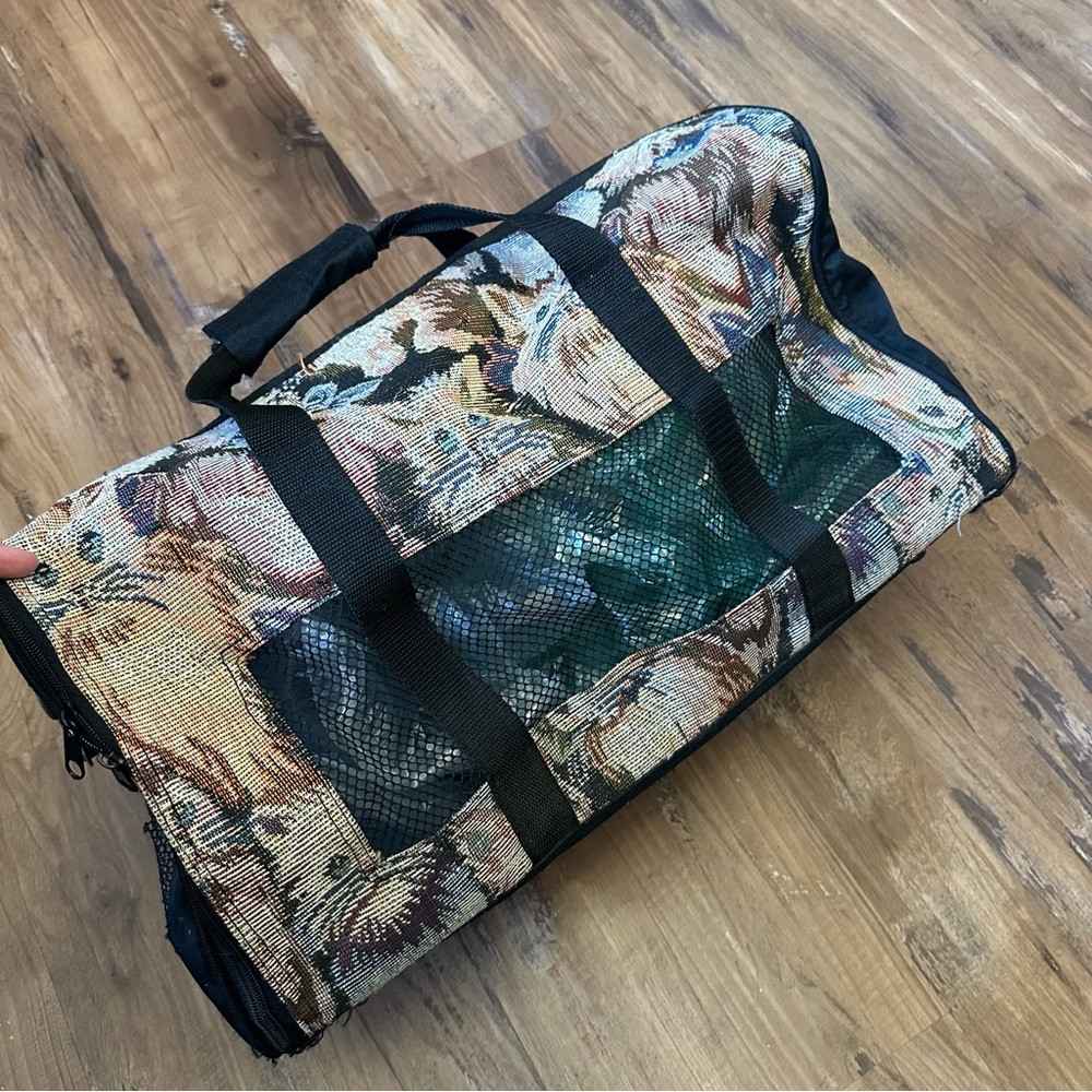 VTG 90s All Over Cat Tapestry Print Pet Cat Carrying Carrier Bag